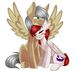 Size: 2000x1850 | Tagged: safe, artist:adostume, oc, oc only, species:pegasus, species:pony, blushing, cute, nuzzling, simple background, smiling, transparent background