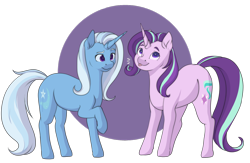 Size: 1280x832 | Tagged: safe, artist:rue-willings, character:starlight glimmer, character:trixie, species:pony, species:unicorn, blep, duo, female, mare, silly, simple background, tongue out, transparent background