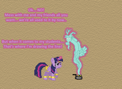 Size: 504x367 | Tagged: safe, artist:verve, character:discord, character:twilight sparkle, character:twilight sparkle (alicorn), species:alicorn, species:draconequus, species:pony, episode:a matter of principals, g4, my little pony: friendship is magic, ask genie twilight, female, genie, ghost discord, ghost trap, ghostbusters, magic, male, mare