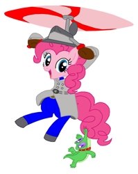 Size: 702x882 | Tagged: safe, artist:death-driver-5000, character:gummy, character:pinkie pie, species:earth pony, species:pony, alligator, crossover, inspector gadget