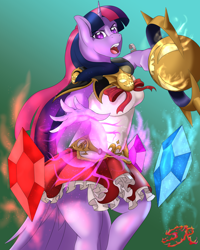 Size: 2400x3000 | Tagged: safe, artist:swiftriff, part of a set, character:twilight sparkle, species:alicorn, species:anthro, species:pony, crossover, dungeon fighter online, female, frilly skirt, magic, solo, video game, video game crossover