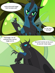 Size: 850x1117 | Tagged: safe, artist:tarajenkins, edit, character:queen chrysalis, species:changeling, commercial, cupidite, cuteling, small pony, smolpone