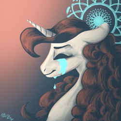 Size: 1024x1024 | Tagged: safe, artist:laps-sp, oc, species:pony, species:unicorn, bust, crying, female, mare, portrait, solo