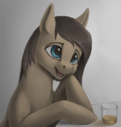 Size: 1042x1100 | Tagged: safe, artist:difetra, oc, oc only, oc:tera bit, species:pony, comic:drinks, alcohol, explicit series, female, grotesque series, mare, sitting, solo