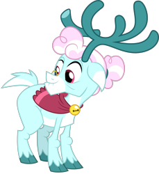 Size: 2255x2459 | Tagged: safe, artist:whalepornoz, character:aurora, species:deer, species:reindeer, episode:best gift ever, g4, my little pony: friendship is magic, .svg available, cape, clothing, cloven hooves, doe, female, simple background, solo, transparent background, vector