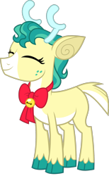 Size: 1212x1966 | Tagged: safe, artist:whalepornoz, character:alice, species:deer, species:reindeer, episode:best gift ever, g4, my little pony: friendship is magic, .svg available, bell, bow, cloven hooves, colored hooves, doe, eyes closed, female, simple background, solo, transparent background, vector