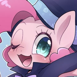 Size: 399x399 | Tagged: safe, artist:bbtasu, character:pinkie pie, species:earth pony, species:pony, cute, female, mare, one eye closed, solo, starry eyes, wingding eyes, wink