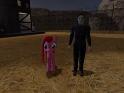 Size: 1024x768 | Tagged: safe, artist:nightmenahalo117, character:pinkie pie, 3d, elements of insanity, halloween, halloween (movie), holiday, michael myers, pinkis cupcake