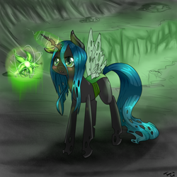 Size: 1000x1000 | Tagged: safe, artist:tomat-in-cup, character:queen chrysalis, species:changeling, changeling queen, cute, cutealis, female, hnnng, solo