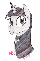 Size: 487x736 | Tagged: safe, artist:ryuredwings, character:twilight sparkle, inktober, bust, female, looking at you, portrait, solo