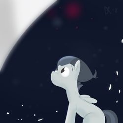 Size: 1750x1750 | Tagged: safe, artist:davierocket, character:rumble, species:pony, colt, looking up, male, night, solo