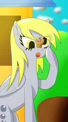 Size: 1080x1920 | Tagged: safe, artist:jimmy draws, character:derpy hooves, species:pegasus, species:pony, cute, food, muffin