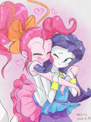 Size: 600x800 | Tagged: safe, artist:fromamida, character:pinkie pie, character:rarity, ship:raripie, g4, my little pony: equestria girls, my little pony:equestria girls, female, lesbian, shipping