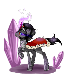 Size: 735x728 | Tagged: safe, artist:tomat-in-cup, character:king sombra, species:pony, species:unicorn, crystal, looking up, male, raised hoof, simple background, solo, sombra eyes, stallion, transparent background