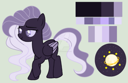 Size: 1919x1240 | Tagged: safe, artist:rose-moonlightowo, oc, oc:cosmic galaxy starlight, parent:king sombra, parent:twilight sparkle, parents:twibra, species:pegasus, species:pony, female, mare, offspring, reference sheet, simple background, solo