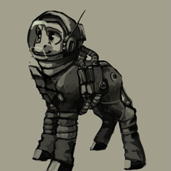 Size: 713x713 | Tagged: safe, artist:erijt, oc, oc only, species:pony, astronaut, grayscale, monochrome, simple background, solo, space suit