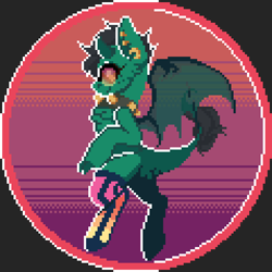 Size: 600x600 | Tagged: safe, artist:stockingshot56, oc, oc:milo, species:dragon, species:pony, clothing, pixel art, solo, stockings, thigh highs