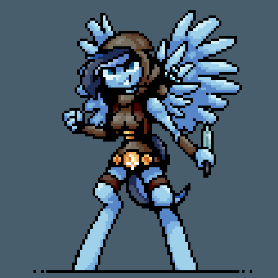 Size: 540x540 | Tagged: safe, artist:stockingshot56, oc, oc only, species:anthro, species:pegasus, species:pony, animated, clothing, dagger, fantasy class, gif, idle, idle animation, loop, pixel art, rogue, weapon