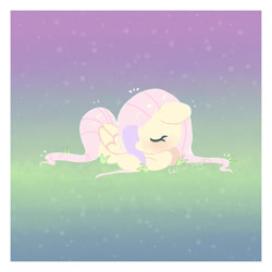 Size: 1280x1280 | Tagged: safe, artist:talimingi, character:fluttershy, eyes closed, female, prone, signature, sleeping, solo