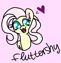 Size: 900x924 | Tagged: safe, artist:rose-moonlightowo, character:fluttershy, species:pony, bust, female, pink background, portrait, simple background, solo