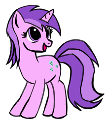 Size: 2374x2758 | Tagged: safe, artist:gunslingerpen, character:amethyst star, character:sparkler, species:pony, species:unicorn, g4, female, happy, high res, looking back, mare, simple background, solo, white background