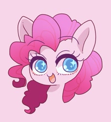 Size: 761x835 | Tagged: safe, artist:bbtasu, character:pinkie pie, species:earth pony, species:pony, bust, colored pupils, cute, diapinkes, female, mare, open mouth, pink background, portrait, simple background, solo, starry eyes, wingding eyes