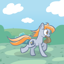 Size: 2560x2560 | Tagged: safe, artist:phat_guy, derpibooru original, oc, oc only, oc:darkest hour, species:earth pony, species:pony, female, mare, motion blur, mouth hold, paper bag, running, solo