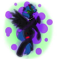Size: 600x600 | Tagged: safe, artist:sinsays, oc, oc only, oc:sin, species:alicorn, species:pony, alicorn oc, commission info, corrupted, female, solo, sombra eyes, sombra horn