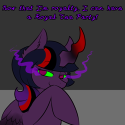 Size: 600x600 | Tagged: safe, artist:sinsays, part of a set, character:twilight sparkle, character:twilight sparkle (alicorn), species:alicorn, species:pony, ask corrupted twilight sparkle, color change, corrupted, corrupted twilight sparkle, curved horn, dark, dark equestria, dark magic, dark queen, dark world, darkened coat, darkened hair, ear fluff, ethereal mane, female, horn, implied snickering, jagged horn, looking at you, magic, part of a series, possessed, queen twilight, solo, sombra empire, sombra eyes, sombra horn, tumblr, tyrant sparkle
