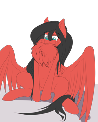 Size: 2400x3000 | Tagged: safe, artist:swiftriff, oc, oc only, oc:swiftriff, species:pegasus, species:pony, chest fluff, high res, impossibly large chest fluff, male, red and black oc, simple background, sitting, stallion, transparent background
