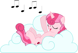 Size: 1172x796 | Tagged: safe, artist:chipmagnum, oc, oc:cherry dream, species:alicorn, species:pony, cloud, female, mare, music notes, simple background, solo, transparent background, vector