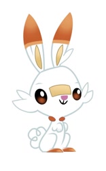 Size: 590x943 | Tagged: safe, artist:bbtasu, character:angel bunny, species:rabbit, spoilers for another series, crossover, pokemon generation 8, pokemon shield, pokemon sword, pokemon sword and shield, pokémon, scorbunny, show accurate, simple background, white background