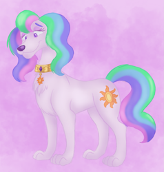 Size: 1585x1668 | Tagged: safe, artist:itoruna-the-platypus, character:princess celestia, species:dog, collar, dogified, female, smiling, solo, species swap, sunmutt