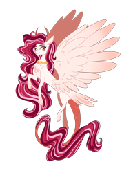 Size: 2894x4093 | Tagged: safe, artist:whalepornoz, oc, oc only, parent:discord, parent:princess celestia, parents:dislestia, species:draconequus, adoptable, horns, hybrid, interspecies offspring, jewelry, necklace, offspring, solo, wings