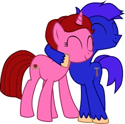 Size: 1129x1114 | Tagged: safe, artist:chipmagnum, oc, oc only, species:earth pony, species:pony, female, hug, male, mare, simple background, stallion, transparent background