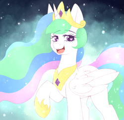 Size: 2337x2251 | Tagged: safe, artist:adostume, character:princess celestia, species:alicorn, species:pony, episode:magical mystery cure, g4, my little pony: friendship is magic, celestia's ballad, colored pupils, crown, cute, cutelestia, eyebrows, eyebrows visible through hair, female, heart eyes, hoof shoes, jewelry, open mouth, peytral, princess celestia's special princess making dimension, regalia, solo, wing fluff, wingding eyes