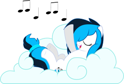 Size: 1768x1201 | Tagged: safe, artist:chipmagnum, oc, oc:melody breeze, species:pony, cloud, female, lying on a cloud, mare, music notes, simple background, solo, transparent background