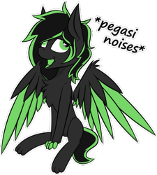 Size: 460x512 | Tagged: safe, artist:bitrate16, oc, oc only, oc:eytlin, species:pegasus, species:pony, fluffy, hybrid, paws, pegasus sounds, sitting, sticker, vector