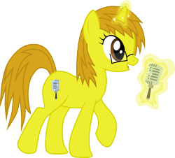 Size: 1367x1234 | Tagged: safe, artist:chipmagnum, oc, oc:chloe, species:pony, species:unicorn, female, glasses, magic, mare, microphone, simple background, solo, transparent background