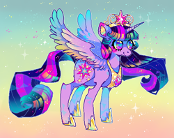 Size: 600x475 | Tagged: safe, artist:njeekyo, character:twilight sparkle, character:twilight sparkle (alicorn), species:alicorn, species:pony, big crown thingy, eyestrain warning, female, jewelry, regalia, smiling, solo, sparkles
