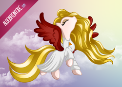 Size: 3500x2500 | Tagged: safe, artist:aldobronyjdc, oc, species:pegasus, species:pony, blonde hair, flying, solo, spread wings, wings