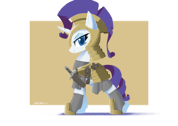 Size: 2000x1414 | Tagged: safe, artist:satv12, character:rarity, species:pony, species:unicorn, episode:sparkle's seven, g4, my little pony: friendship is magic, armor, armorarity, female, helmet, looking at you, mare, solo
