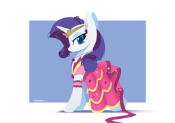 Size: 2000x1414 | Tagged: safe, artist:satv12, character:rarity, species:pony, species:unicorn, episode:the best night ever, g4, my little pony: friendship is magic, clothing, crown, dress, female, jewelry, mare, regalia, solo