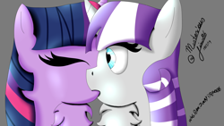 Size: 2560x1440 | Tagged: safe, artist:jimmy draws, character:twilight sparkle, character:twilight velvet, species:pony, species:unicorn, ship:velvet sparkle, bust, chest fluff, daughter, female, incest, infidelity, lesbian, mommy, mother, mother and daughter, portrait, shipping, twicest