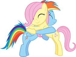 Size: 3221x2419 | Tagged: safe, artist:foxy-noxy, character:fluttershy, character:rainbow dash, filly, hug, simple background, transparent background, vector