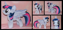 Size: 1600x770 | Tagged: safe, artist:peruserofpieces, character:twilight sparkle, character:twilight sparkle (alicorn), species:alicorn, species:pony, female, front view, horn, irl, mare, photo, plushie, profile, solo, toy, wings