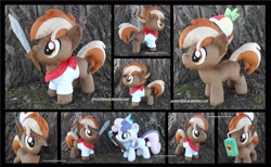 Size: 4275x2640 | Tagged: safe, artist:peruserofpieces, character:button mash, character:sweetie belle, species:earth pony, species:pony, species:unicorn, accessories, bandana, beanie, clothing, colt, crest, crown, don't mine at night, duo, facial hair, fake moustache, female, filly, hat, horn, irl, jewelry, juice, juice box, male, moustache, mouth hold, photo, pickaxe, pinwheel, plushie, regalia, scarf, shipping, shirt, straight, sweetiemash, sword, tiara, toy, weapon