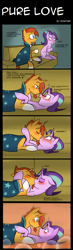 Size: 1000x3420 | Tagged: safe, artist:zouyugi, character:starlight glimmer, character:sunburst, species:pony, species:unicorn, ship:starburst, g4, bedroom eyes, blushing, coat markings, comic, couch, dialogue, eyebrows, eyes closed, female, floppy ears, kissing, lidded eyes, looking at each other, lying down, male, mare, on back, scrunchy face, shipping, sitting, socks (coat marking), stallion, straight, text, wavy mouth