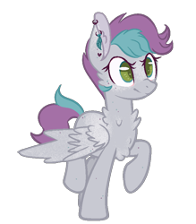Size: 708x808 | Tagged: safe, artist:hippykat13, base used, oc, oc only, oc:kitty sweet, species:pegasus, species:pony, cute, dappled, freckles, neck fluff, piercing, short hair, simple background, solo, transparent background