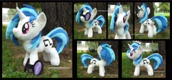 Size: 3742x1754 | Tagged: safe, artist:peruserofpieces, character:dj pon-3, character:vinyl scratch, species:pony, species:unicorn, accessory, female, from behind, front view, horn, irl, mare, photo, plushie, profile, solo, sunglasses, toy